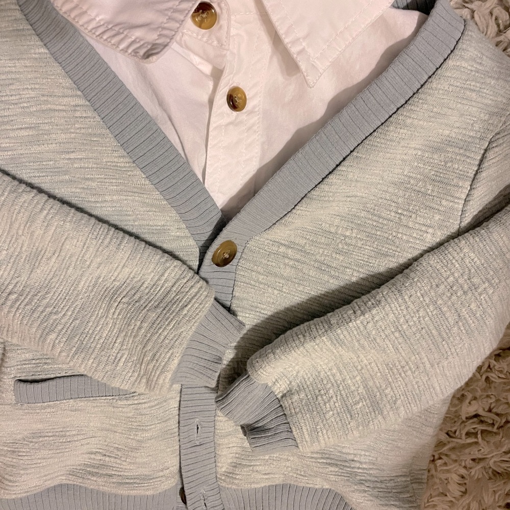 Little brother by pippa & Julie button down with powder blue cardigan